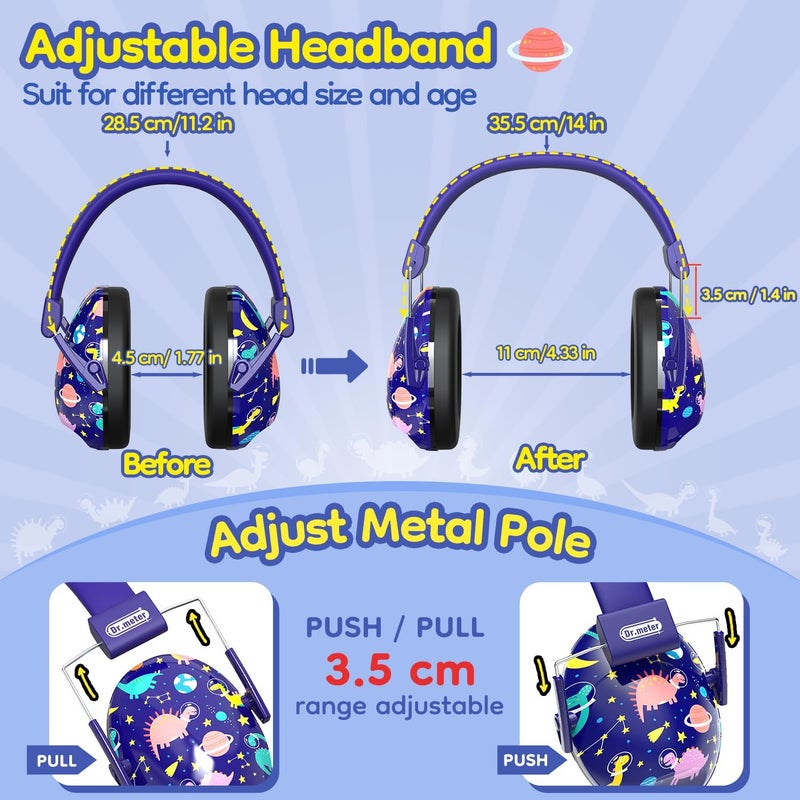 Dr.Meter Noise Cancelling Headphones for Kids Adults: 27SNR Adjustable Ear Muffs for Noise Reduction- Kids Ear Protection for Monster Jam, Airplane, Fireworks, Concerts and Sports Events - Image 4